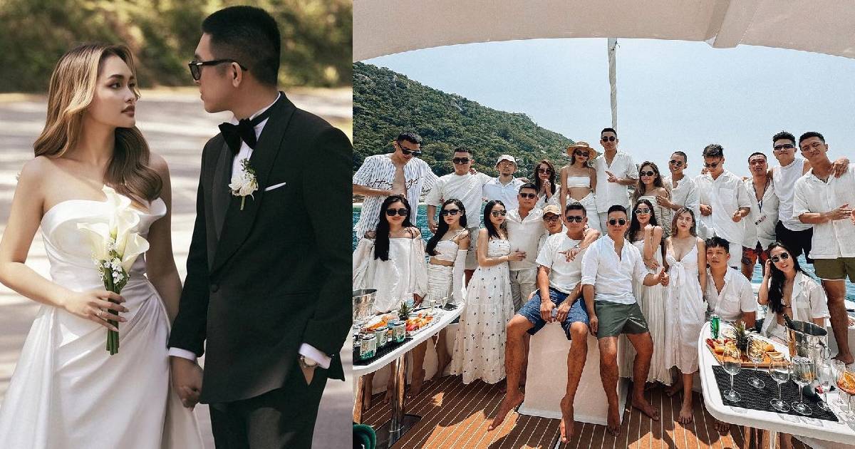 Linda Ngô và Phong Đạt giàu có: Bao trọn du thuyền tụ họp hội bạn trước hôn lễ
