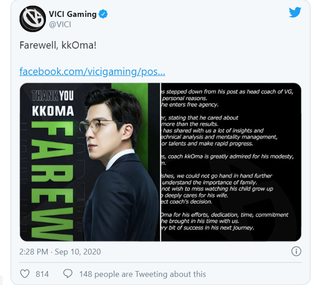 KkOma rời Vici Gaming sau một mùa giải không thành công 1