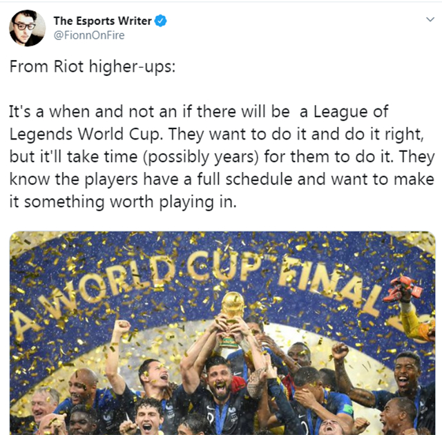 Kế hoạch tổ chức World Cup LMHT đang được Riot cân nhắc2