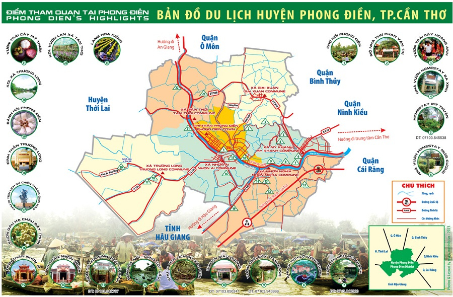 Bản đồ du lịch huyện Phong Điền - TP.Cần Thơ.