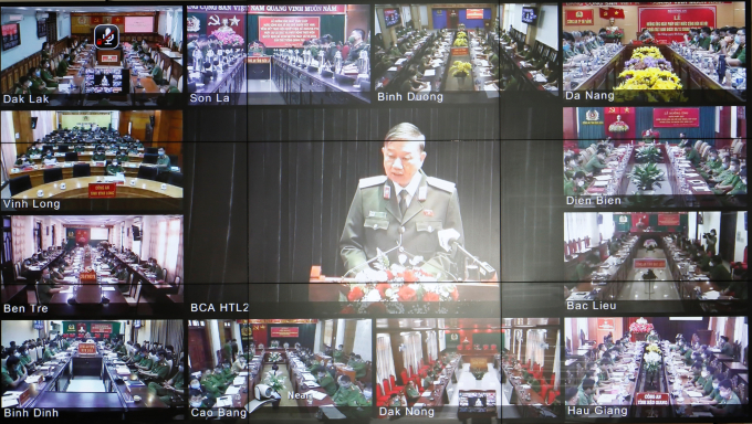 Đại tướng Tô Lâm, Ủy viên Bộ Chính trị, Bí thư Đảng ủy Công an Trung ương, Bộ trưởng BCA phát biểu tại buổi lễ.