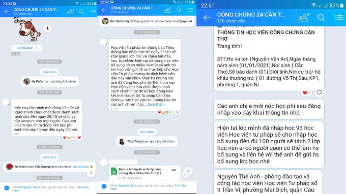Các thông báo của cán bộ Học viện Tư pháp thông báo dời lịch học.