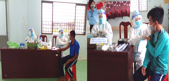 Học viên đang tiêm ngừa vắc xin phòng ngừa dịch bênh Covid-19 tại Cơ sở cai nghiện ma túy tỉnh Trà Vinh. Ảnh: Sở Lao động Thương binh và Xã hội tỉnh Trà Vinh.