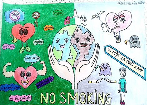 Học sinh Hậu Giang vẽ 900 tranh tham gia Cuộc thi vẽ tranh kèm slogan phòng,  chống tác hại thuốc lá