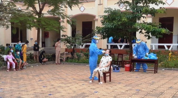 Khu điều trị F0 không triệu chứng tại Trường Tiểu học Nguyễn Văn Trỗi, thành phố Vị Thanh. Ảnh: Báo Hậu Giang.