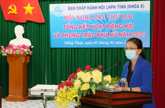 Phó Chủ tịch Hội đồng nhân dân tỉnh Nguyễn Thị Kim Tuyến phát biểu chỉ đạo hội nghị. Ảnh: dongthapgov.