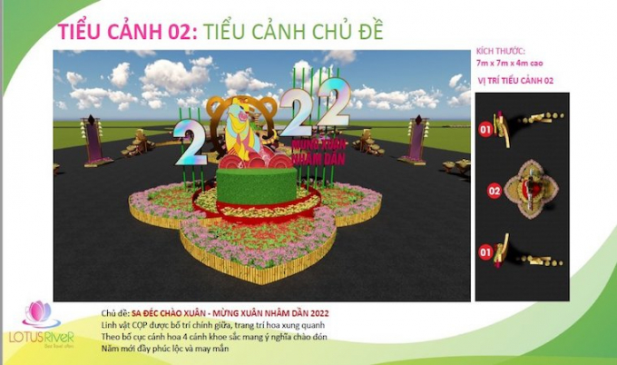 Tiểu cảnh trên đường hoa xuân. Ảnh: Ngọc Duy.