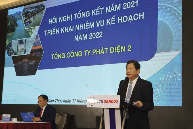 Ông Trương Hoàng Vũ - Tổng Giám đốc EVNGENCO2 phát biểu tại hội nghị. Ảnh Minh Lương