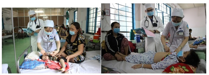 Khám và điều trị sốt xuất huyết tại Bệnh viện Sản - Nhi An Giang. Ảnh: angianggov.