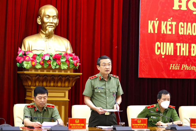Trung tướng Nguyễn Ngọc Toàn - Cục trưởng Cục Công tác Đảng và công tác chính trị, Bộ Công an phát biểu chỉ đạo tại Hội nghị.
