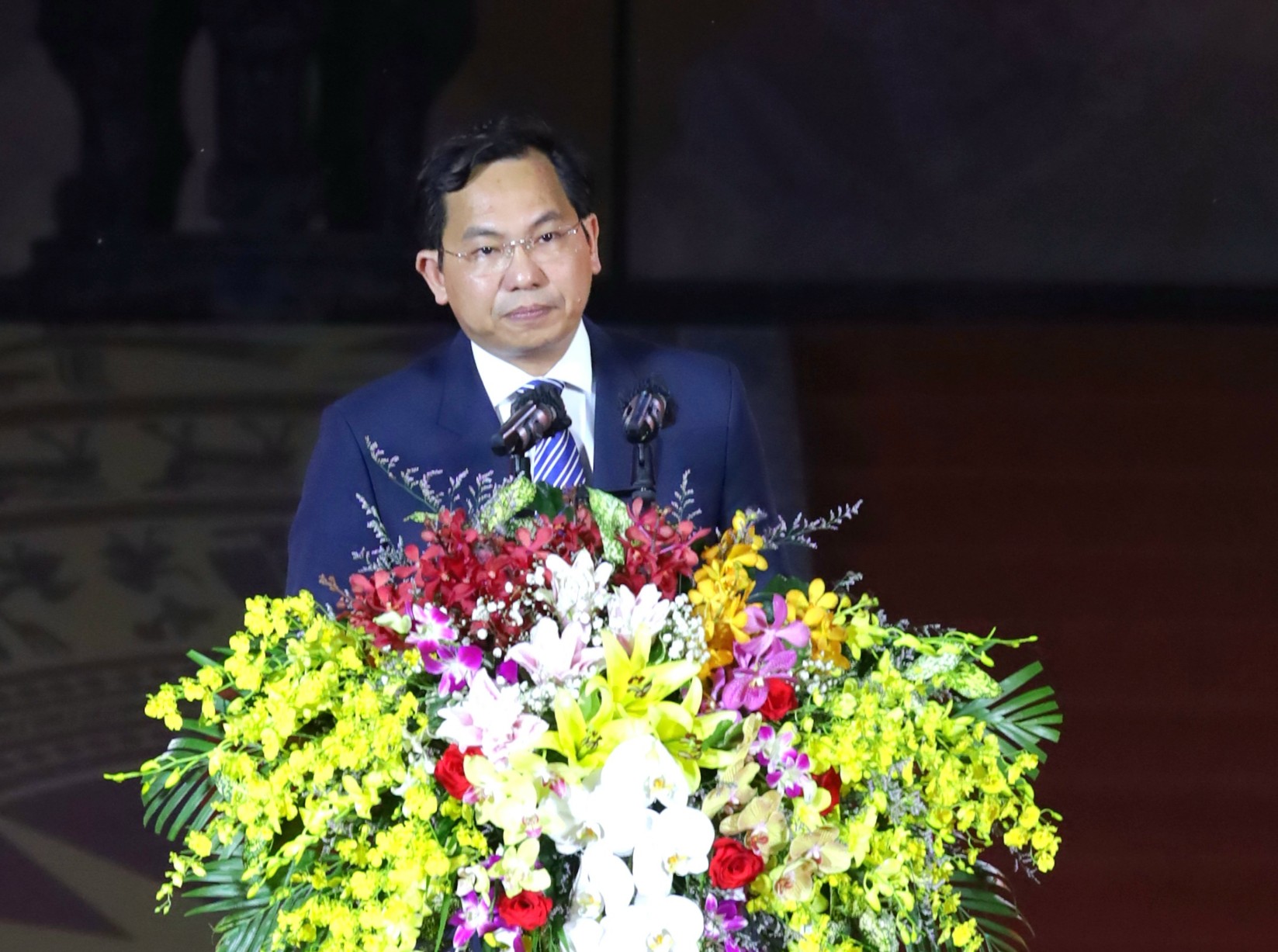 Ông Lê Quang Mạnh - Bí thư Thành ủy Cần Thơ phát biểu tại lể khánh thành Đền thờ Vua Hùng TP. Cần Thơ.
