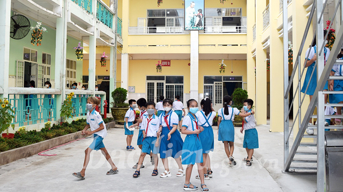 Học sinh tiểu học và trẻ mầm non trên địa bàn tỉnh Bạc Liêu trở lại trường học trực tiếp từ ngày 18/4. Ảnh: NC/baclieugov.