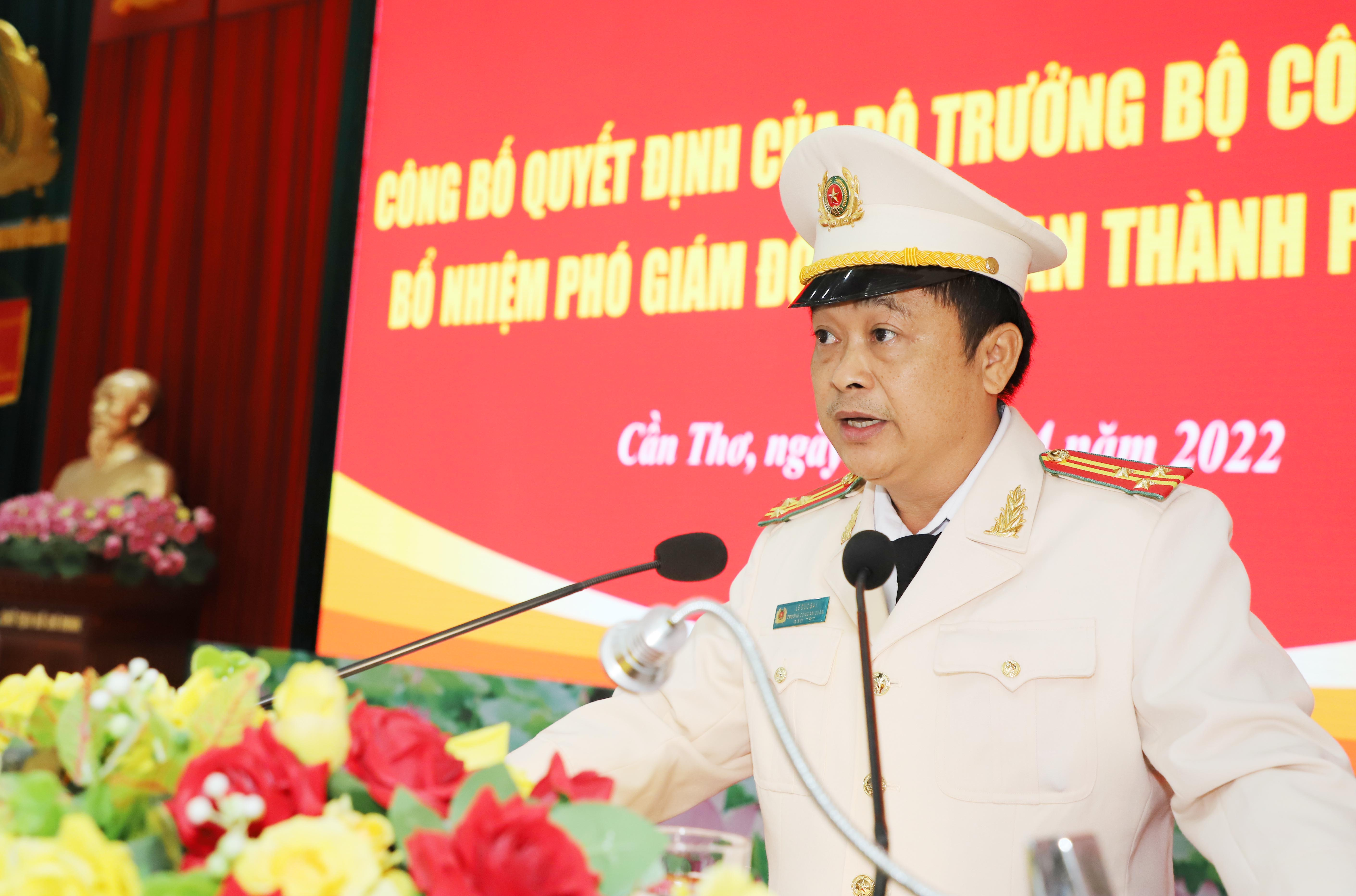 Thượng tá Lê Đức Bảy - Phó Giám đốc Công an TP. Cần Thơ phát biểu tại buổi lễ.