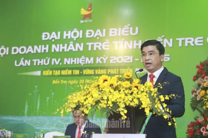 Ông Trần Anh Thuy tái đắc cử Chủ tịch Hội Doanh nhân trẻ tỉnh lần thứ IV, nhiệm kỳ 2021-2026. Ảnh: Doanh nhân trẻ.