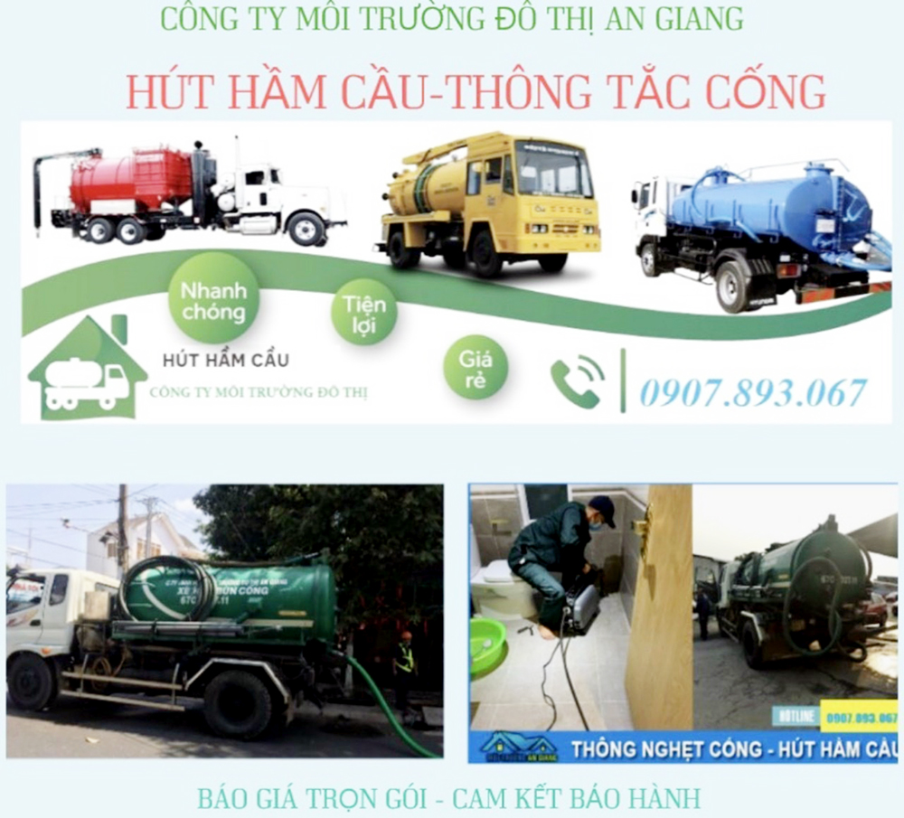 Hình ảnh xe bồn hút hầm cầu của Công ty Cổ phần Môi trường đô thị An Giang cũng bị ghép vào đây để đánh lừa người dân.