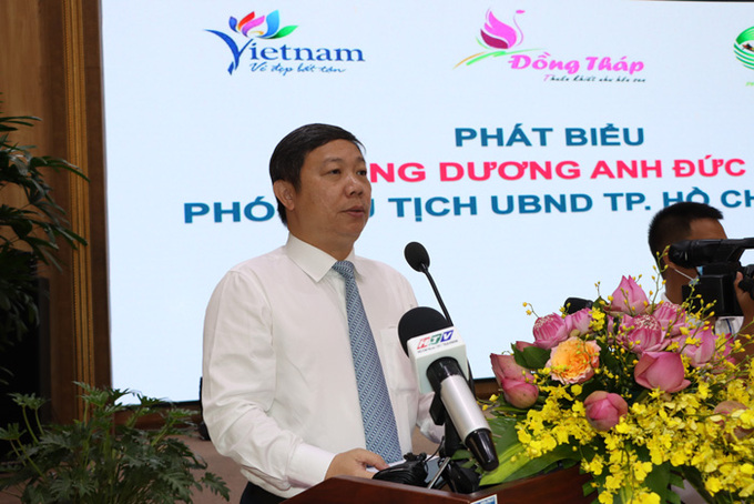Ông Dương Anh Đức – Phó Chủ tịch Ủy ban nhân dân Thành phố Hồ Chí Minh phát biểu tại Diễn đàn. Ảnh dongthapgov.