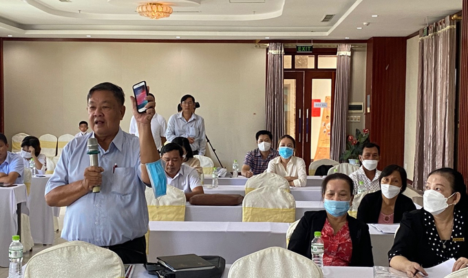 Ông Nguyễn Văn Nhiệm, thành viên Hiệp hội nghề tôm Sóc Trăng đề nghị có thêm nội dung về nguồn tín dụng ngân hàng, bảo hiểm con tôm và chi phí giá thành nguồn thức ăn ổn định cho ngành tôm Việt Nam.