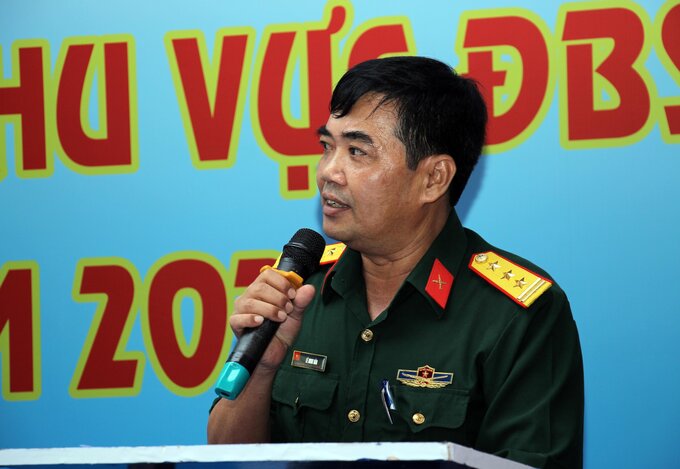 Thượng tá Lê Minh Hào, Trưởng Ban đại diện Trung tâm Phát thanh - Truyền hình Quân đội tại TP Cần Thơ phát biểu tại sự kiện.