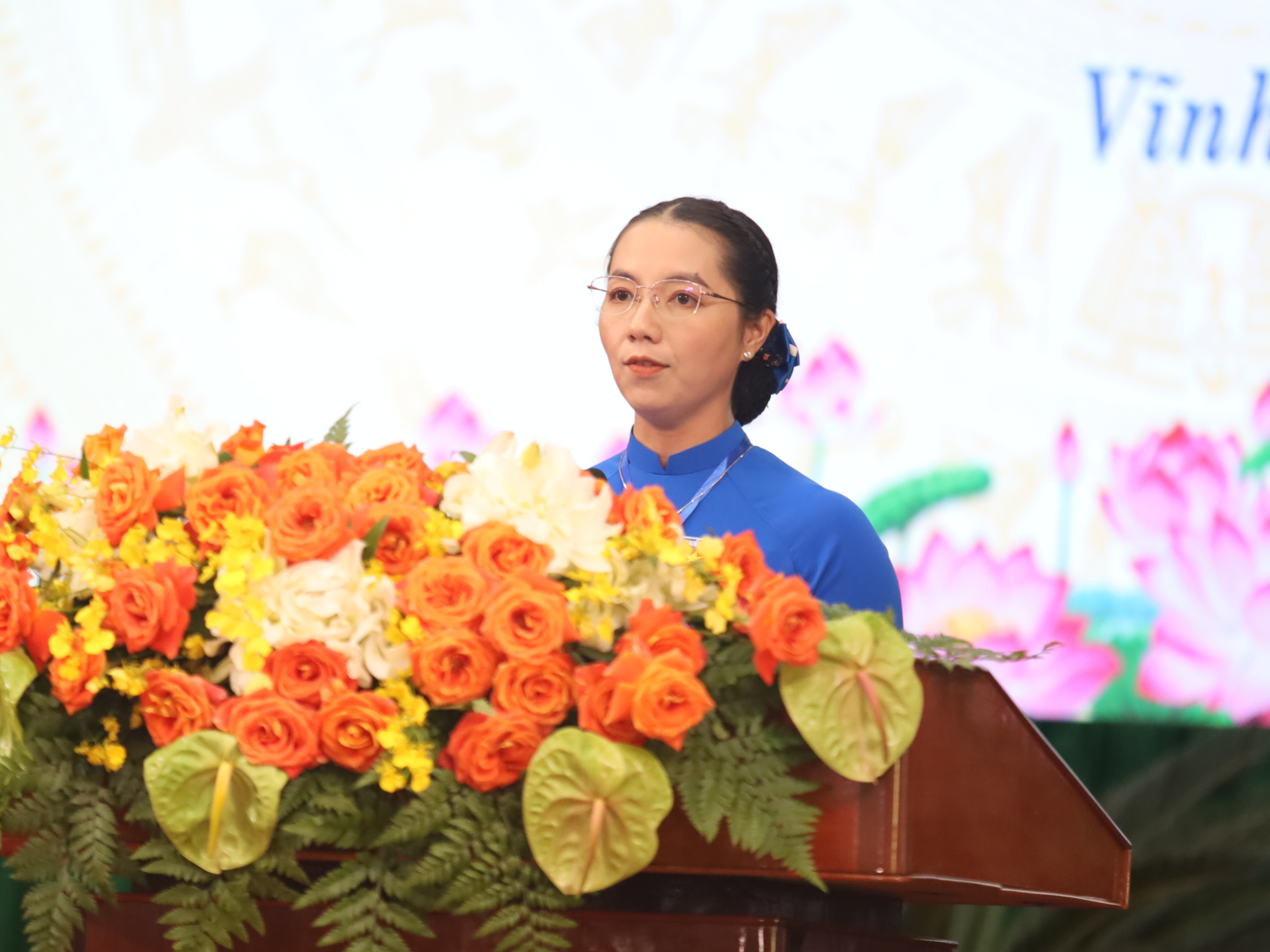 Đồng chí Nguyễn Thụy Yến Phương - quyền Bí thư Tỉnh đoàn Vĩnh Long phát biểu tại lễ kỷ niệm.