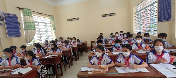 Giờ học của học sinh Trường THCS Thị trấn Thới Lai, một trong những trường đạt chuẩn quốc gia mức độ 1 của huyện Thới Lai.