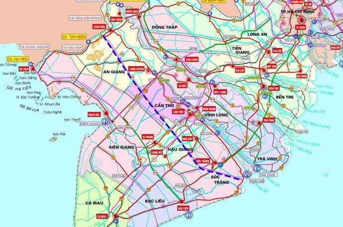 Dự án đường bộ cao tốc Châu Đốc – Cần Thơ – Sóc Trăng có tổng đoạn tuyến dài 188,2 km.