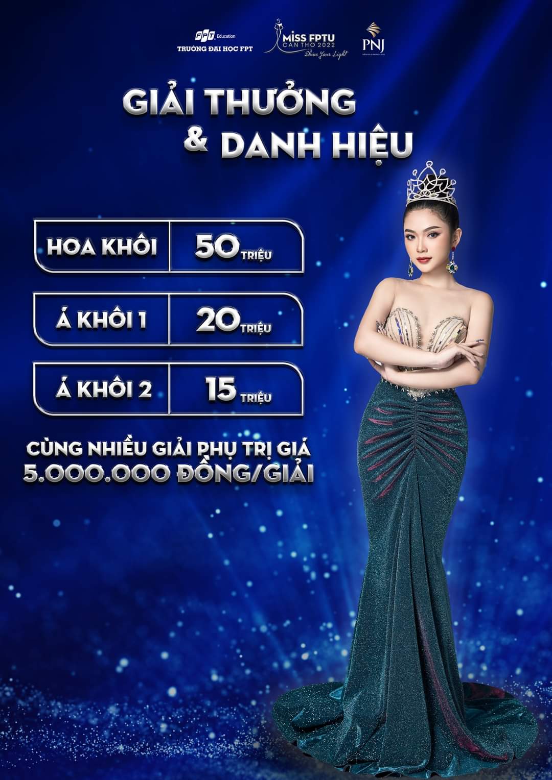 Cuộc thi Miss FPTU Cần Thơ 2022 với cơ cấu giải thưởng hấp dẫn dành cho các thí sinh.