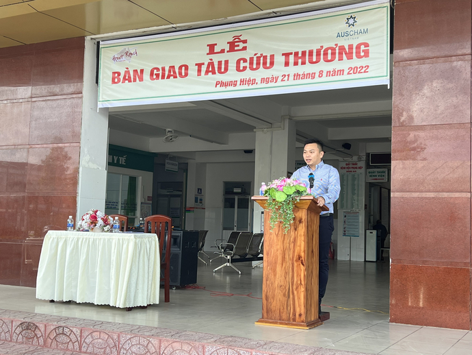 Ông Nguyễn Doãn Giang – Uỷ viên BCH Hiệp Hội Doanh nghiệp Úc tại Việt Nam phát biểu tại buổi lễ.