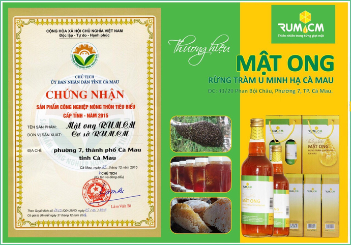 Mật ong RUM CM được chứng nhận sản phẩm công nghiệp nông thôn tiêu biểu cấp tỉnh năm 2015. (Ảnh minh họa)
