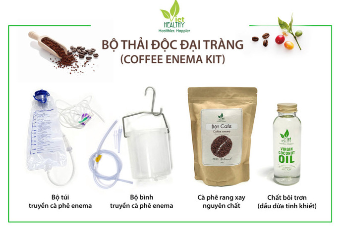 Bộ thải độc đại tràng cà phê được bày bán và giới thiệu khắp các trang mạng xã hội. (Ảnh minh họa)