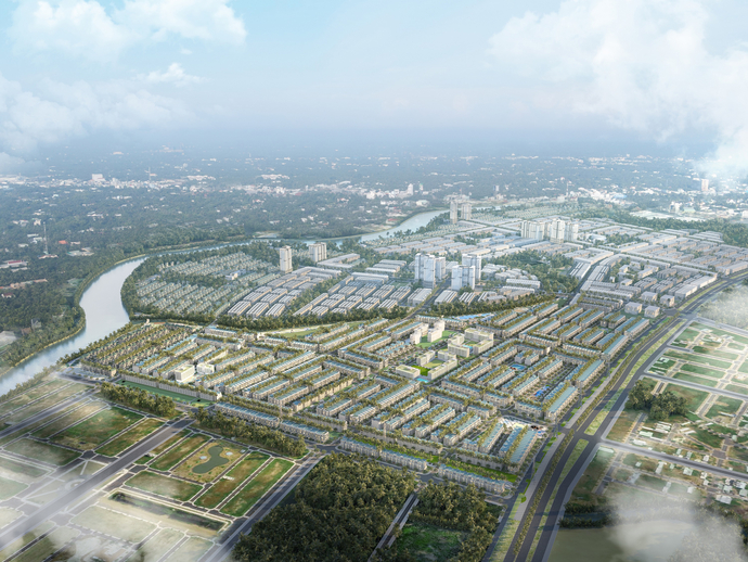 Phối cảnh: Dự án T&T City Millennia tại Long An là đại đô thị với quy mô 267,3 ha.