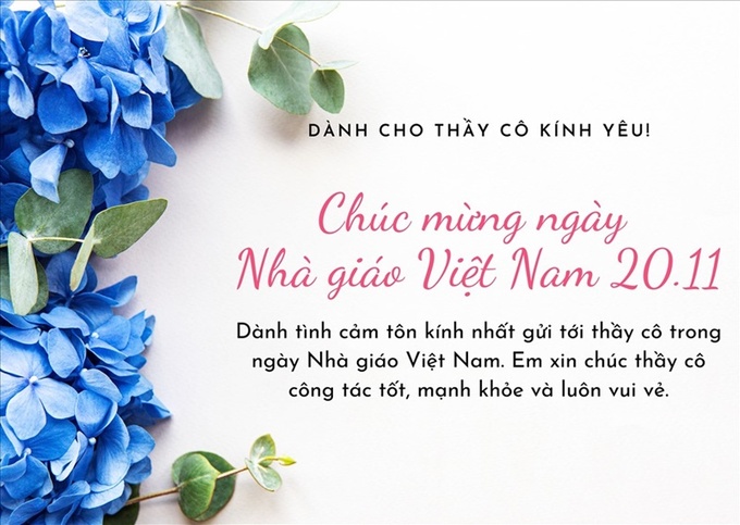 Trong năm 2024 này, chúng ta hãy cùng gửi những lời chúc 20/11 ý nghĩa nhất đến các nhà giáo. Đó là lời cảm ơn sâu sắc vì tất cả những gì các thầy cô đã truyền đạt cho chúng ta. Hãy chúc cho các nhà giáo mạnh khỏe, tràn đầy năng lượng và luôn là người \