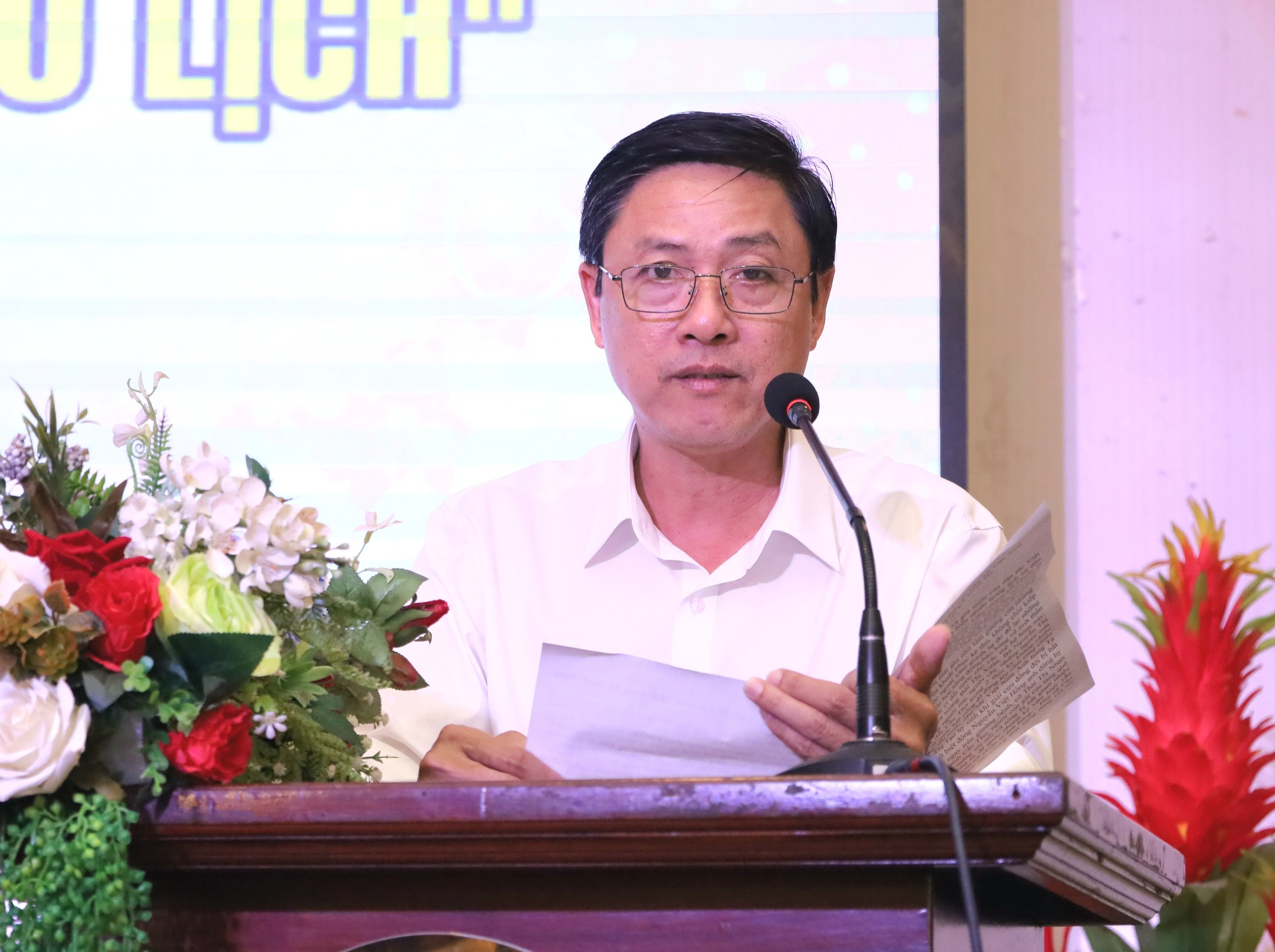 Ông Trần Đình Hải - Giám đốc Trung tâm TDTT TP. Cần Thơ phát biểu tại buổi họp mặt.