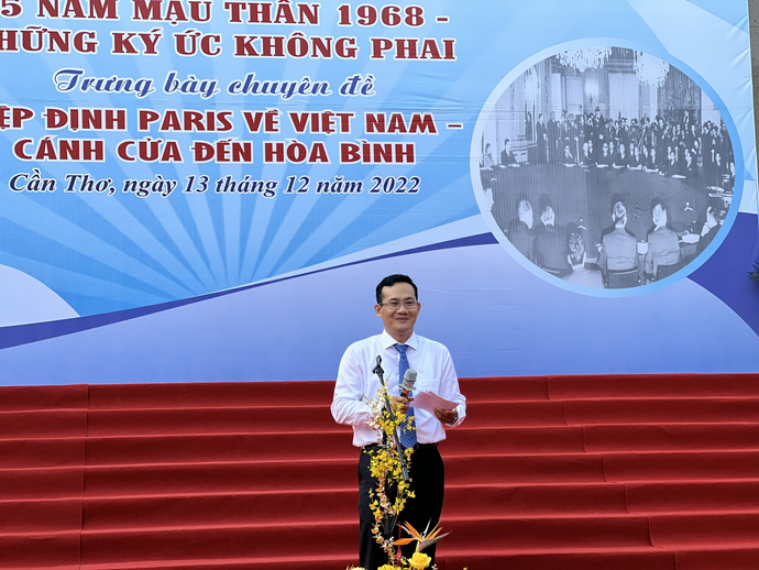 Ông Nguyễn Minh Tuấn - Giám đốc Sở VHTT&DL TP Cần Thơ phát biểu tại buổi khai mạc.