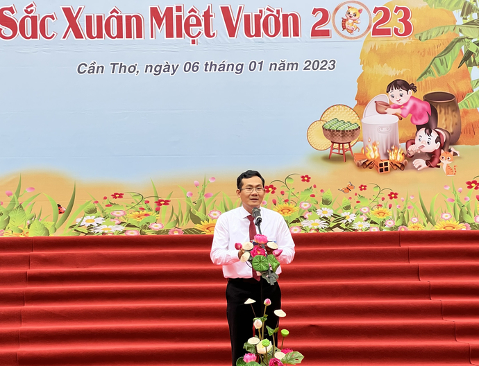 Ông Nguyễn Minh Tuấn - Giám đốc Sở Văn hóa, Thể thao và Du lịch TP Cần Thơ phát biểu tại ngày hội.
