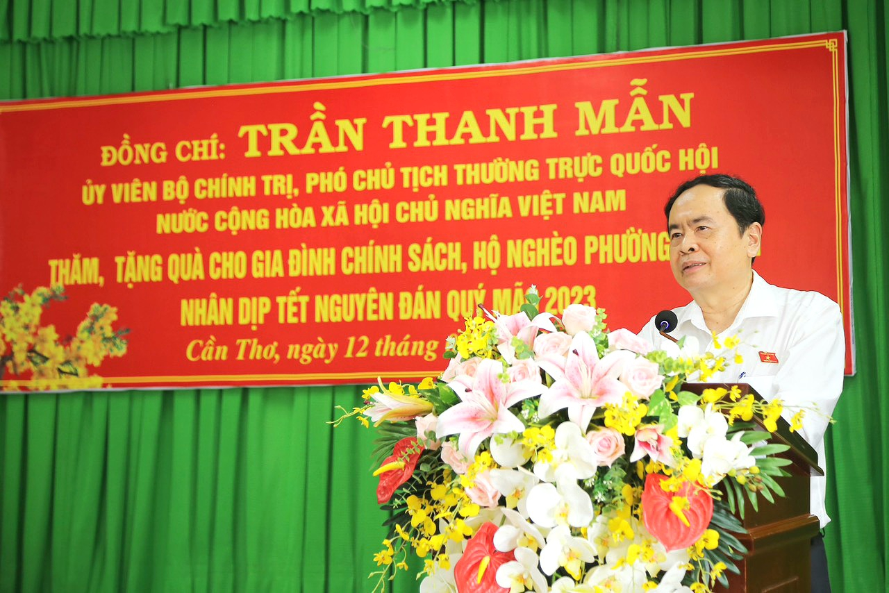 Ông Trần Thanh Mẫn, UV Bộ Chính trị, Phó Chủ tịch Thường trực Quốc hội phát biểu tại chương trình.