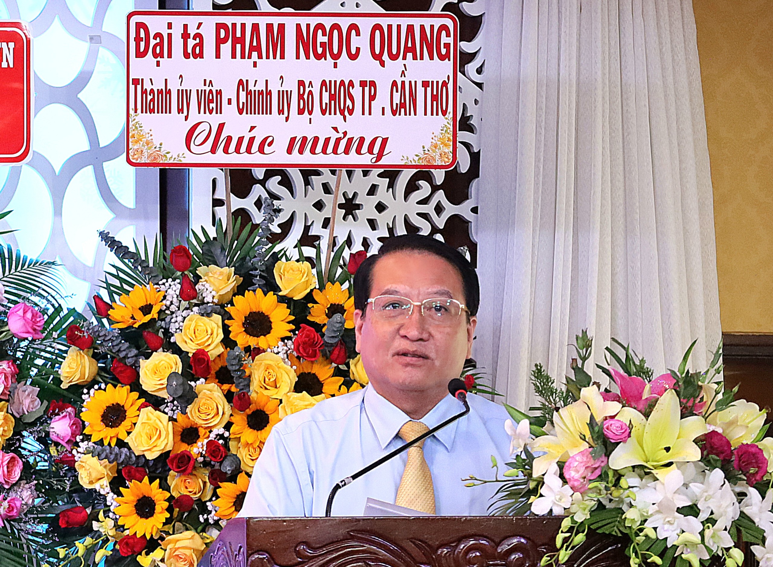 Ông Phạm Văn Trọng - Phó Chủ tịch UBND tỉnh Tiền Giang phát biểu tại buổi họp mặt.