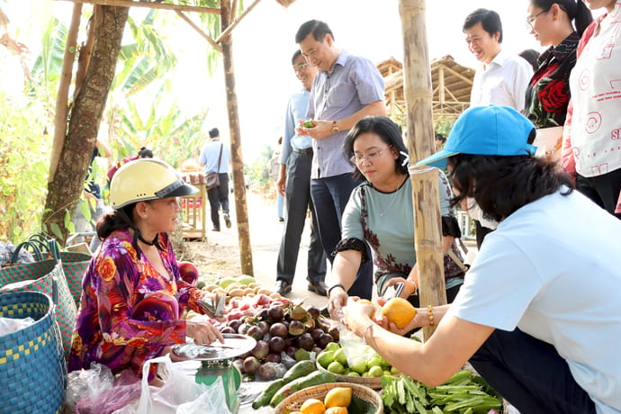 Rau, trái cây đều do người dân tự trồng tại xã Tân Thuận Đông.