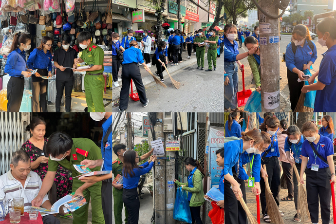 Công trình thanh niên 'Ra quân vệ sinh môi trường, tháo gỡ quảng cáo, băng ron trái phép trên các trụ điện'. Công trình nhận được sự hỗ trợ và hưởng ứng tích cực từ đơn vị Chi đoàn Đội CC&CNCH KV trung tâm, ĐTN trường Kinh tế trường ĐHCT.