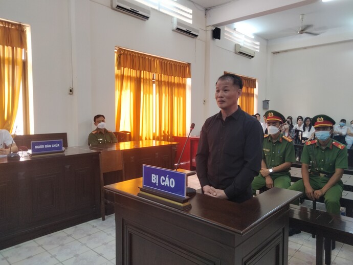 Bị cáo Nguyễn Chu Sâm tại phiên xét xử sơ thẩm của TAND tỉnh Kiên Giang.