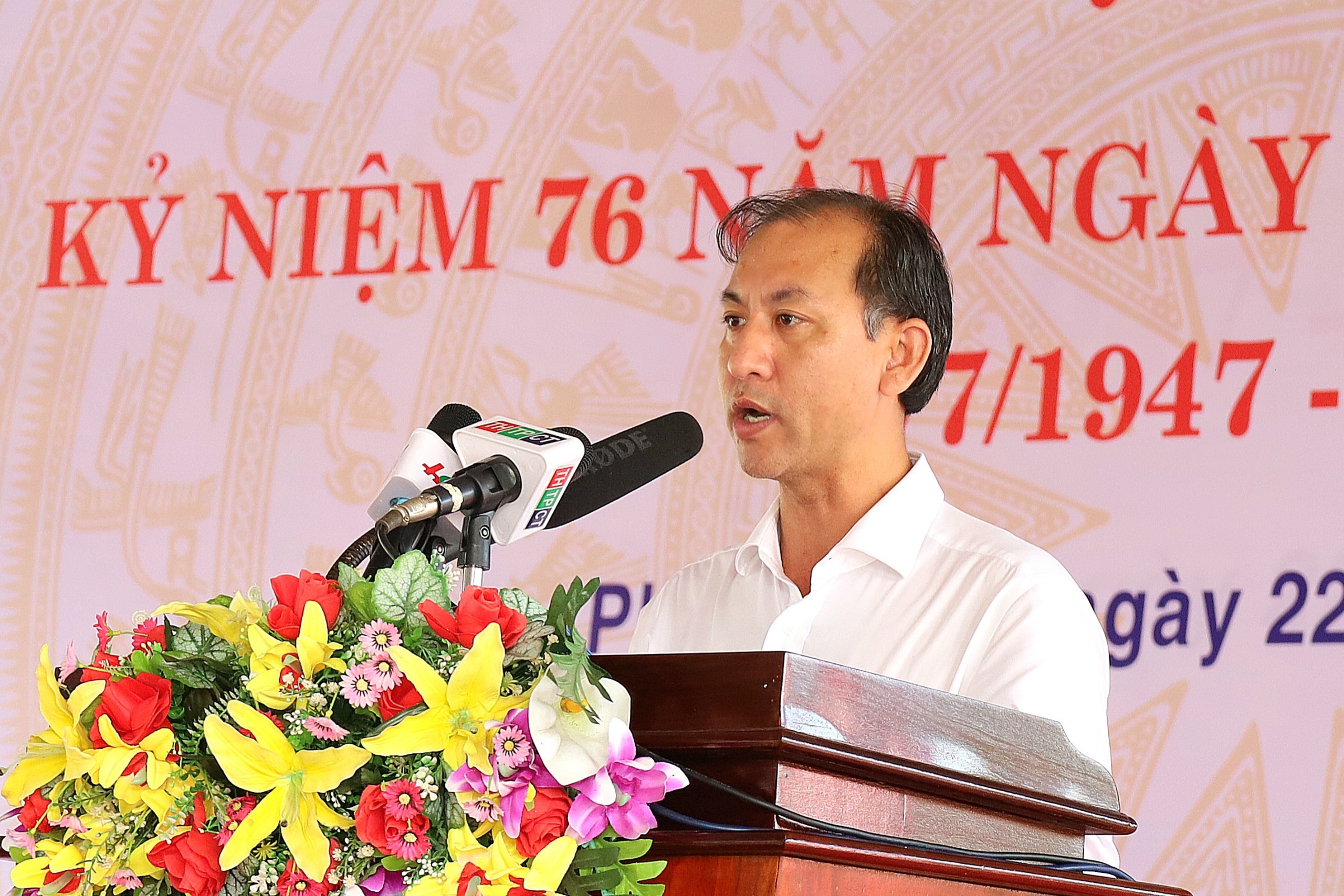 Ông Nguyễn Trung Nghĩa - Phó Bí thư Huyện ủy, Chủ tịch Ủy ban nhân dân huyện Phong Điền, TP. Cần Thơ phát biểu tại chương trình.