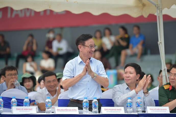 PGS.TS Phạm Bá Nhất - Chủ tịch Hội KHHGĐ Việt Nam tại buổi lễ khai mạc Press Cup 2023.