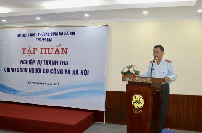 Ông Nguyễn Tiến Tùng- Chánh Thanh tra Bộ LĐTBXH phát biểu khai mạc Hội nghị