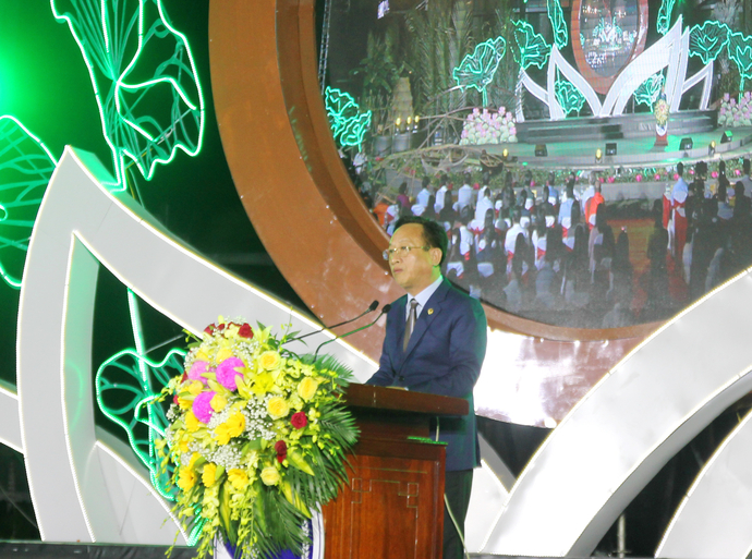 Ông Phạm Văn Thiều – Phó Bí thư Tỉnh ủy, Chủ tịch UBND tỉnh Bạc Liêu phát biểu khai mạc Ngày hội.