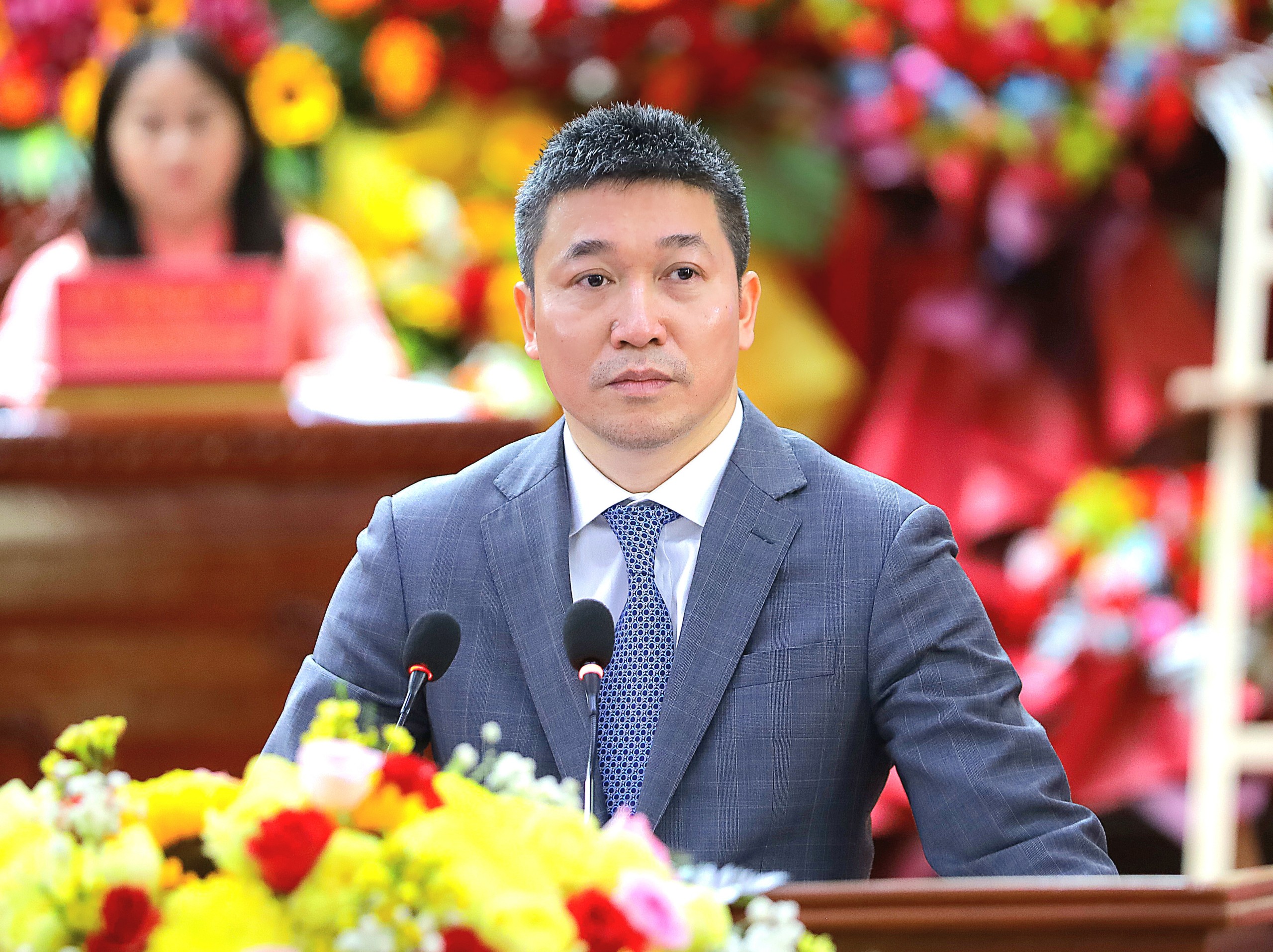 Ông Phan Anh Sơn - Bí thư đảng Đoàn, Chủ tịch Liên hiệp các tổ chức hữu nghị Việt Nam phát biểu chỉ đạo tại Đại hội.