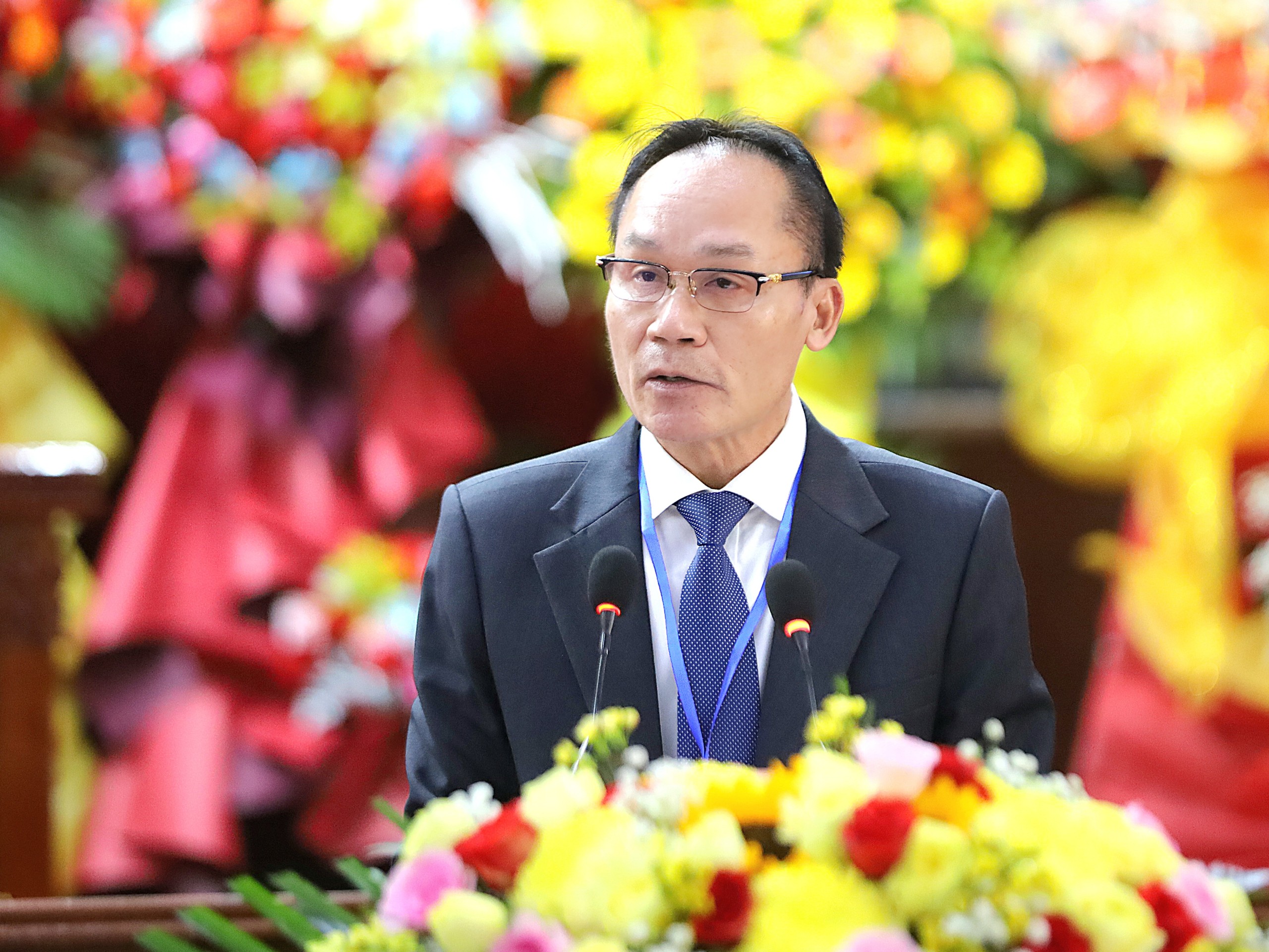 Ông Phonesy Bounmixay - Tổng Lãnh sự Cộng hòa Dân chủ Nhân dân Lào phát biểu tại đại hội.