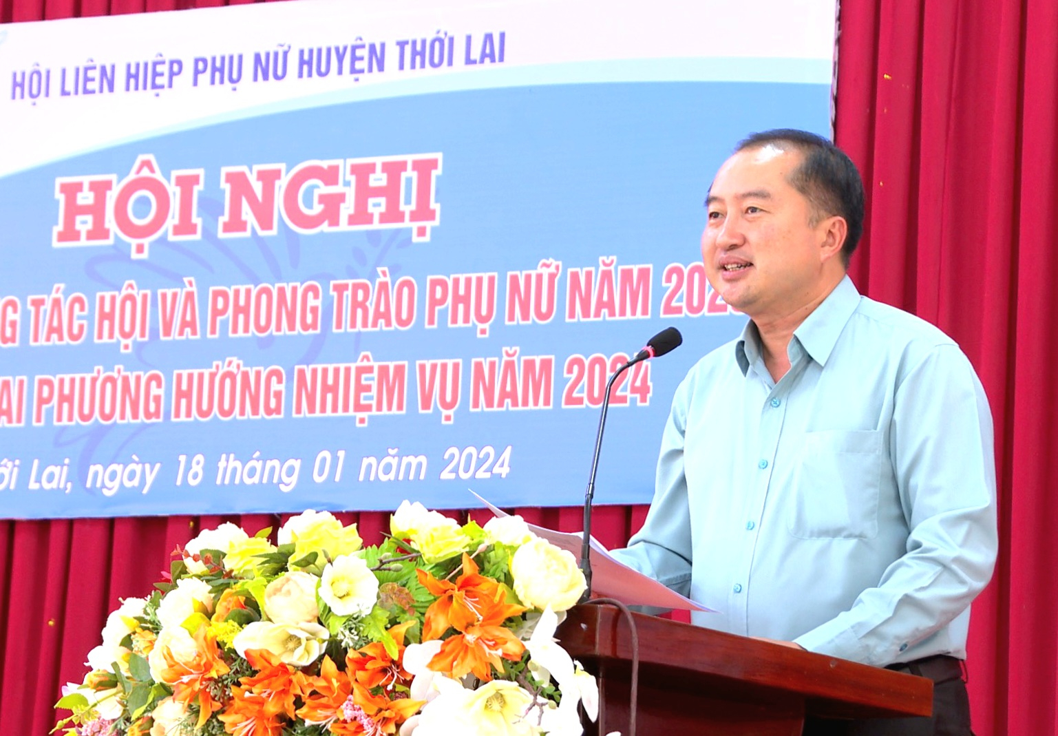 Ông Huỳnh Văn Tùng – Phó Bí thư thường trực Huyện ủy Thới Lai phát biểu chỉ đạo tại hội nghị.