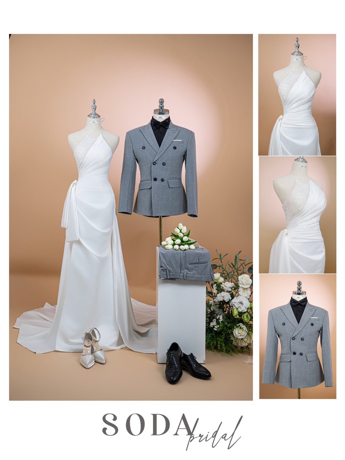 Các concept vest và váy cũng như đồ cưới truyền thống được phối tone - sur - tone cho cặp đôi dễ dàng lựa chọn.
