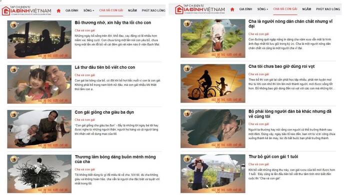 Nhiều câu chuyện xúc động đã được đăng tải trên chuyên mục 'Cha và con gái' của tạp chí điện tử Gia đình Việt Nam