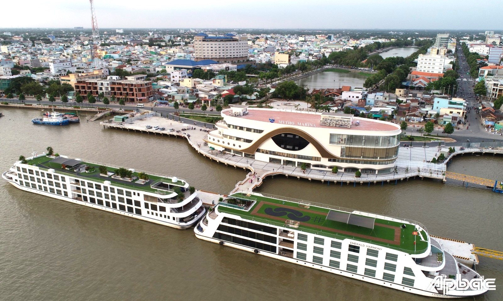 Cảng Du thuyền Mỹ Tho, tỉnh Tiền Giang vừa được công nhận điểm du lịch tiêu biểu Đồng bằng sông Cửu Long. Ảnh: Báo Ấp Bắc.