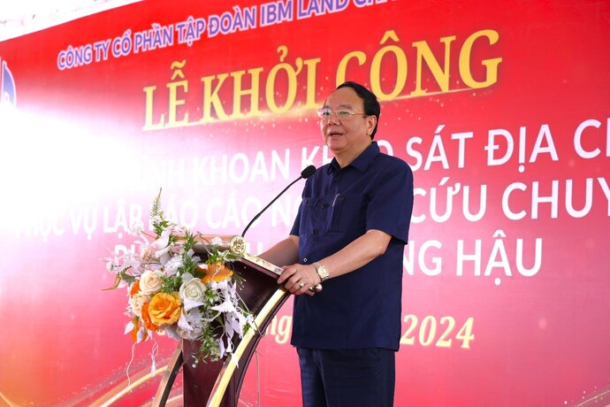 Ông Nguyễn Văn Cường - Phó Cục trưởng Cục Quản lý hành chính quản trị 2, Văn phòng Chính phủ phía Nam phát biểu chỉ đạo tại Lễ khởi công.